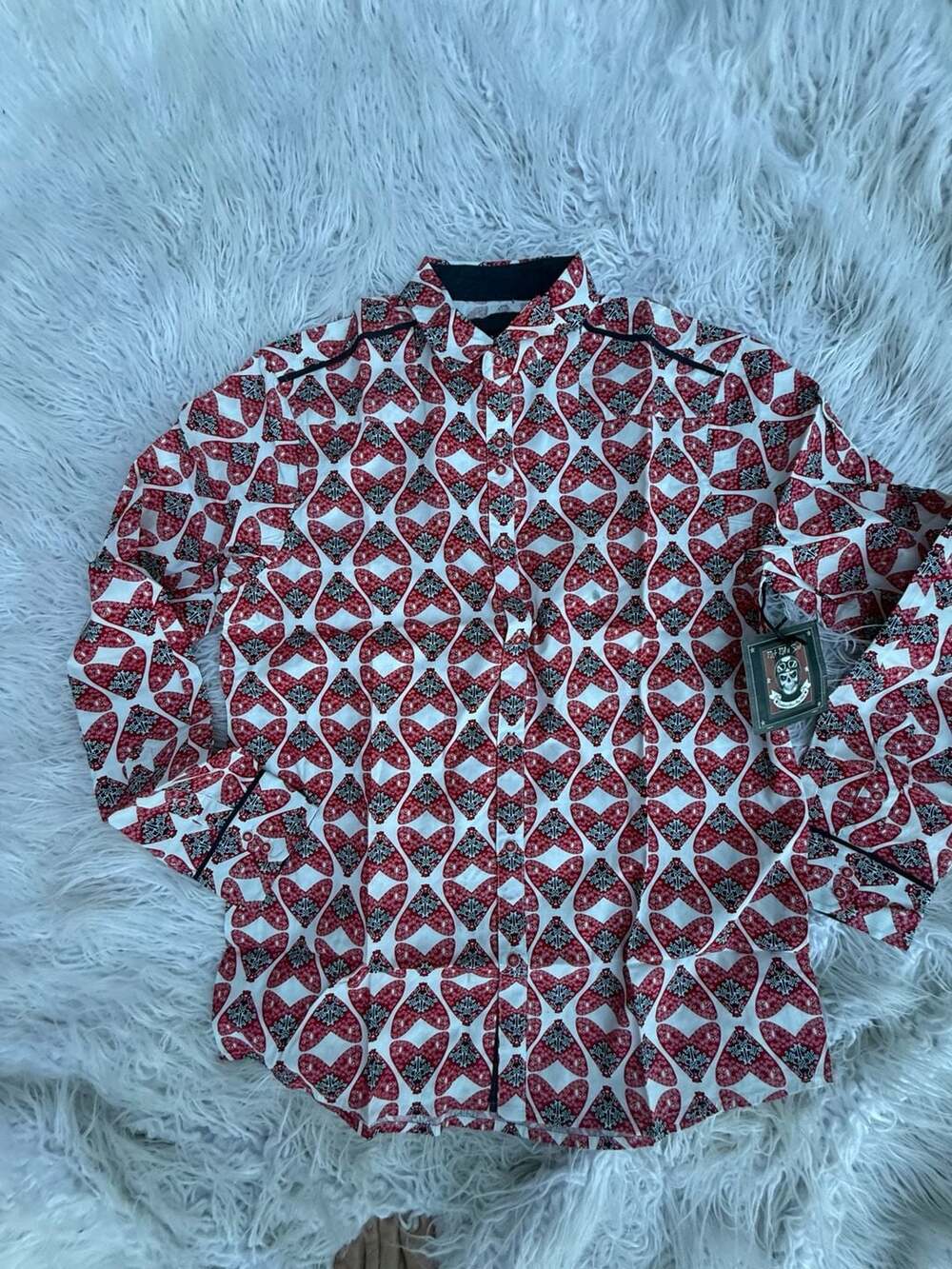 Rock Roll-n-Soul 2XL Red Heart Button Up Western Shirt